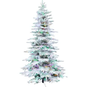 10-Ft. Flocked Pine Valley Christmas Tree with Multi-Color LED String Lighting and Remote By Fraser Hill Farm