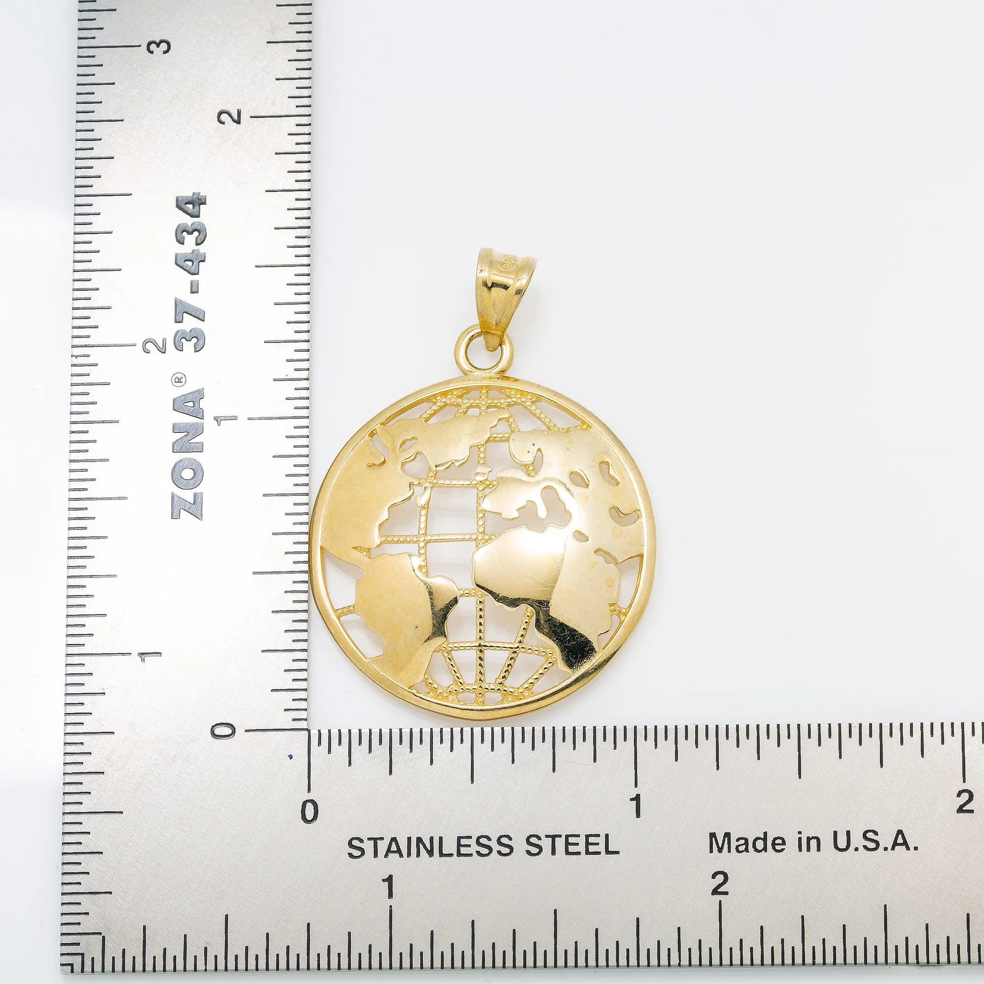 10K GOLD OPEN WORLD PENDANT 1.55"