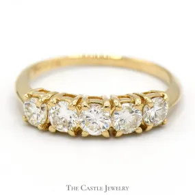 1cttw 5 Round Diamond Band in 14k Yellow Gold