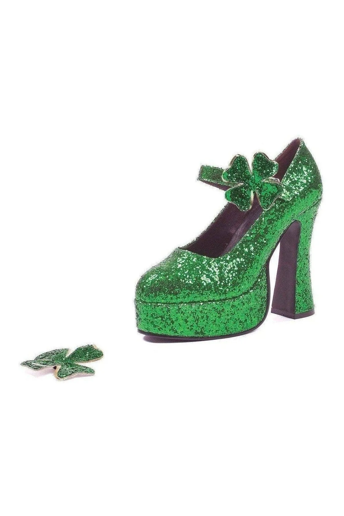 557-LUCKY Costume Pump | Green Glitter