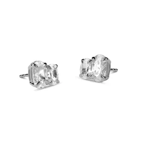 Asymmetrical Oval Diamond Toi et Moi Studs