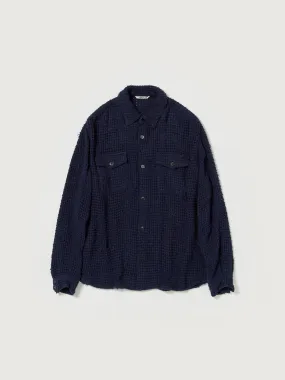 Auralee HOMESPUN SUMMER TWEED MESH SHIRT - Navy