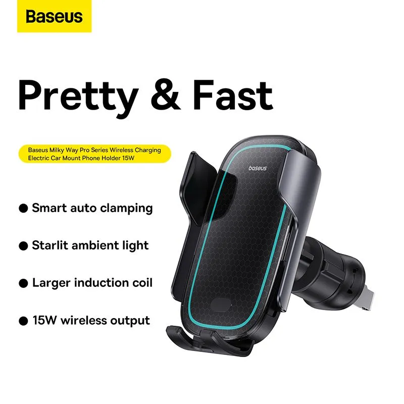 Baseus Car Charger Milky Way Pro Series Inductive 15W holder for Air Vent C40357000111-00