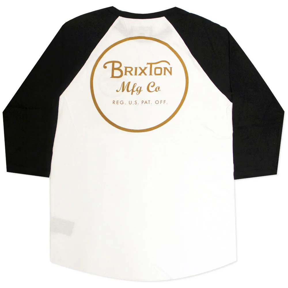 Brixton Wheeler 3/4 Sleeve Baseball T-Shirt White Orange