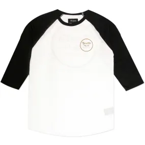 Brixton Wheeler 3/4 Sleeve Baseball T-Shirt White Orange