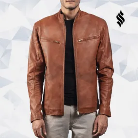 Brown Biker Leather Jacket Ionic Style