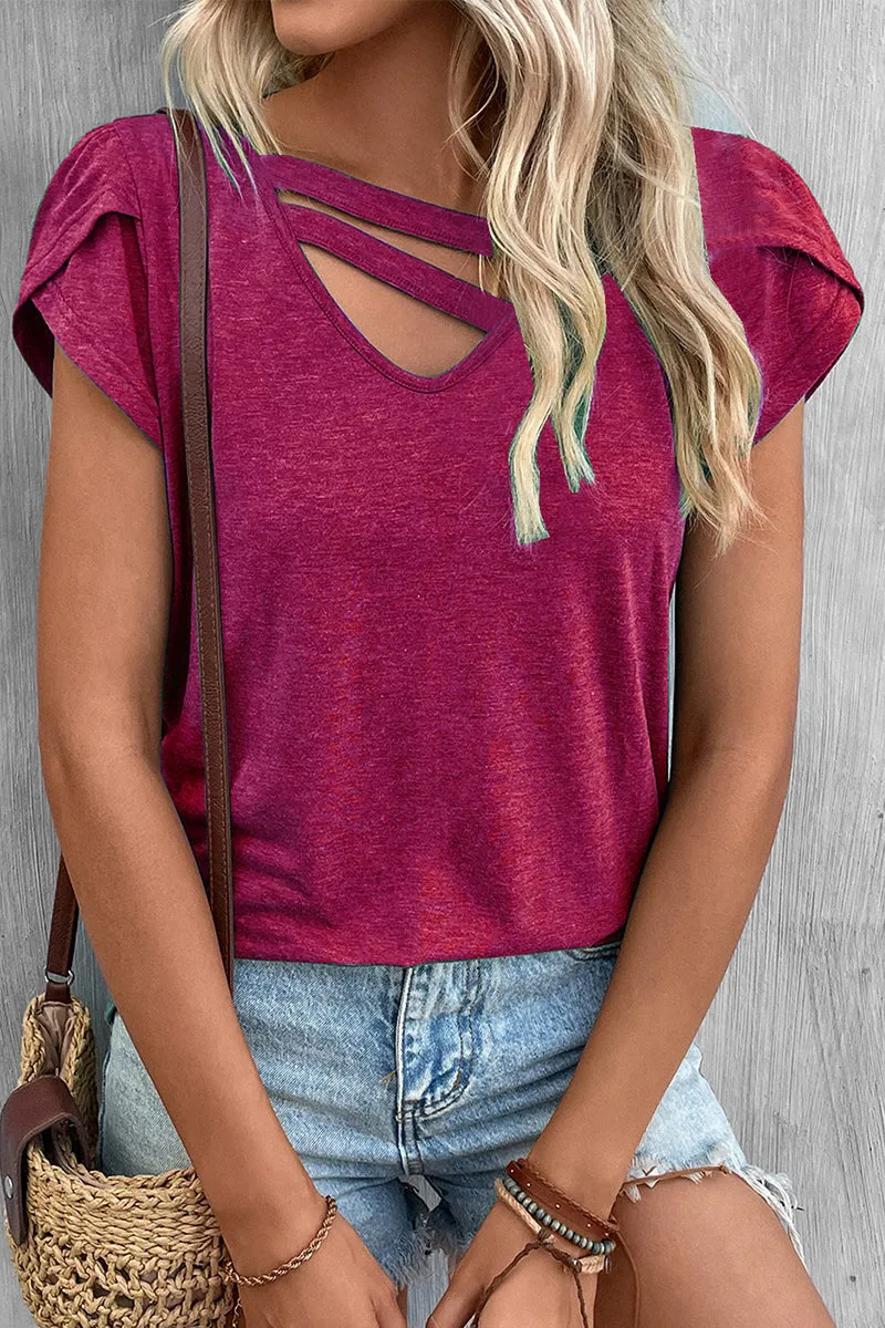 Casual Simplicity Solid V Neck T-Shirts(9 Colors)