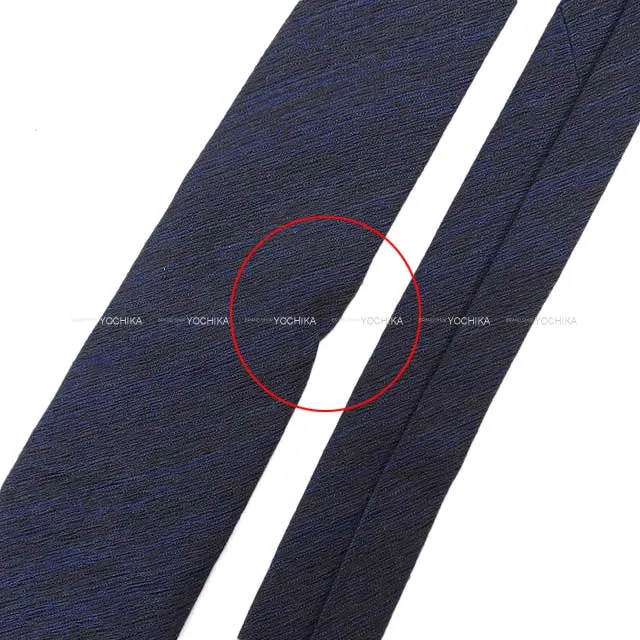 CHANEL tie COCO mark Black/Navy Silk100%[EXCELLENT][Authentic]