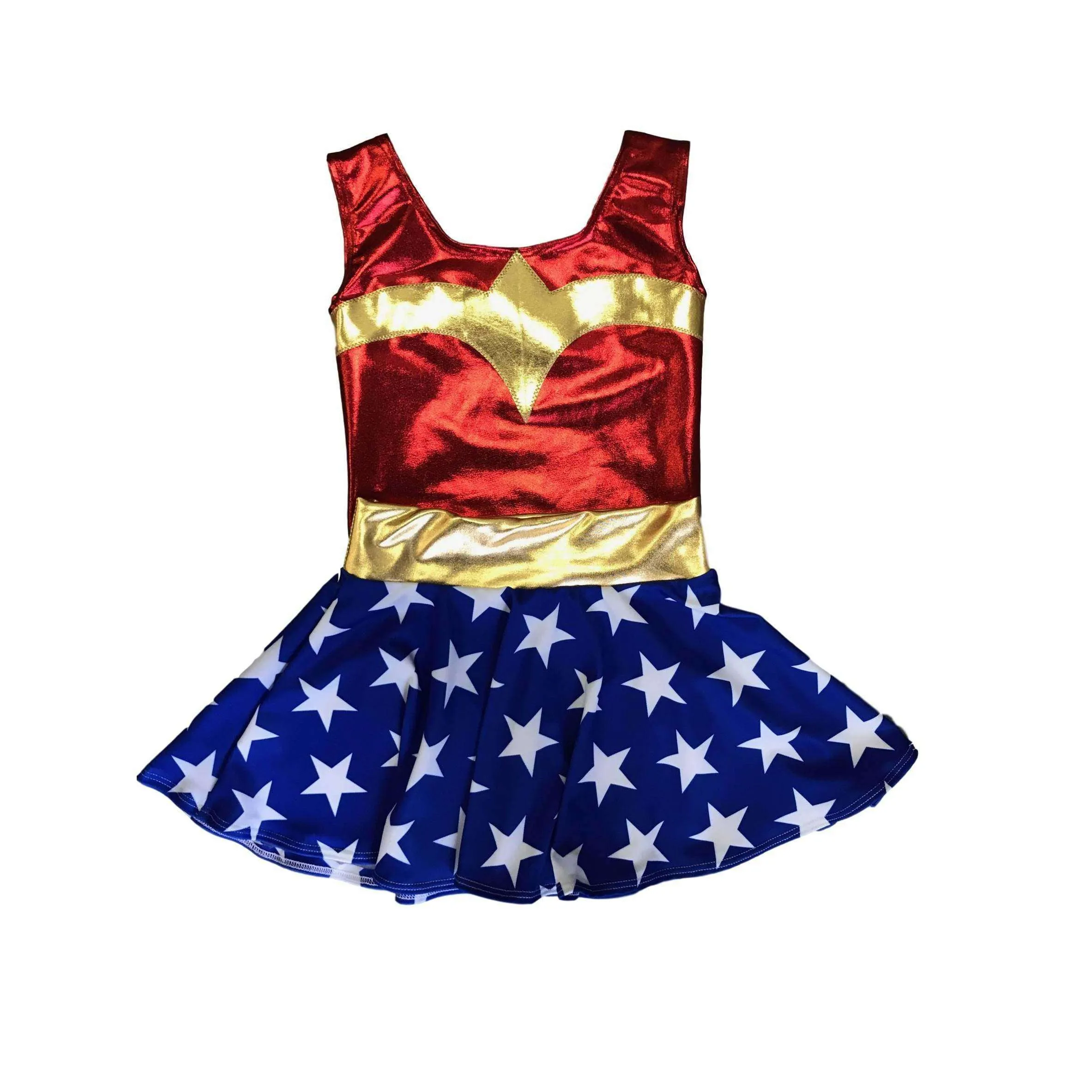 Children's Metallic Wonder Woman Costume w/ Stars Skirt