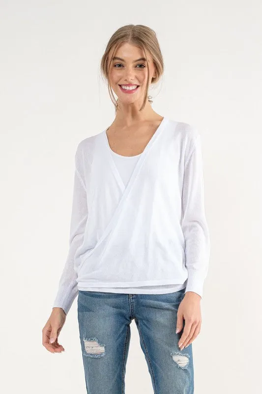 Cielo LTWT Wrap Cardigan |White