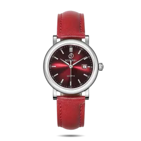 CLASSIC 32MM - Swiss Quartz Movement Watch | Silver & Claret