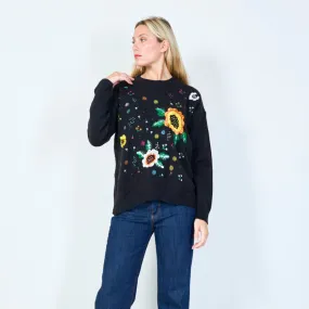 Colorful floral embroidered sweater wholesale