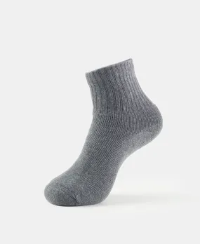 Compact Cotton Terry Ankle Length Socks With StayFresh Treatment - Charcoal Melange