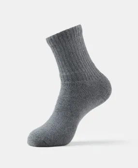 Compact Cotton Terry Crew Length Socks With StayFresh Treatment - Charcoal Melange