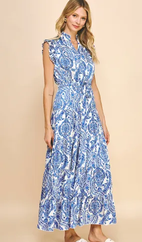 Cyrus Blue Paisley Maxi PINCH Dress