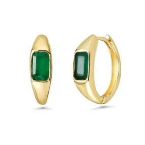 Emerald Cut Emerald Huggies Earrings (0.80 ct.) in 14K Gold