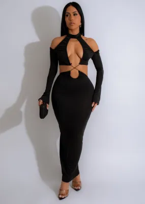 Feeling Lucky Cut Out Maxi Dress Black