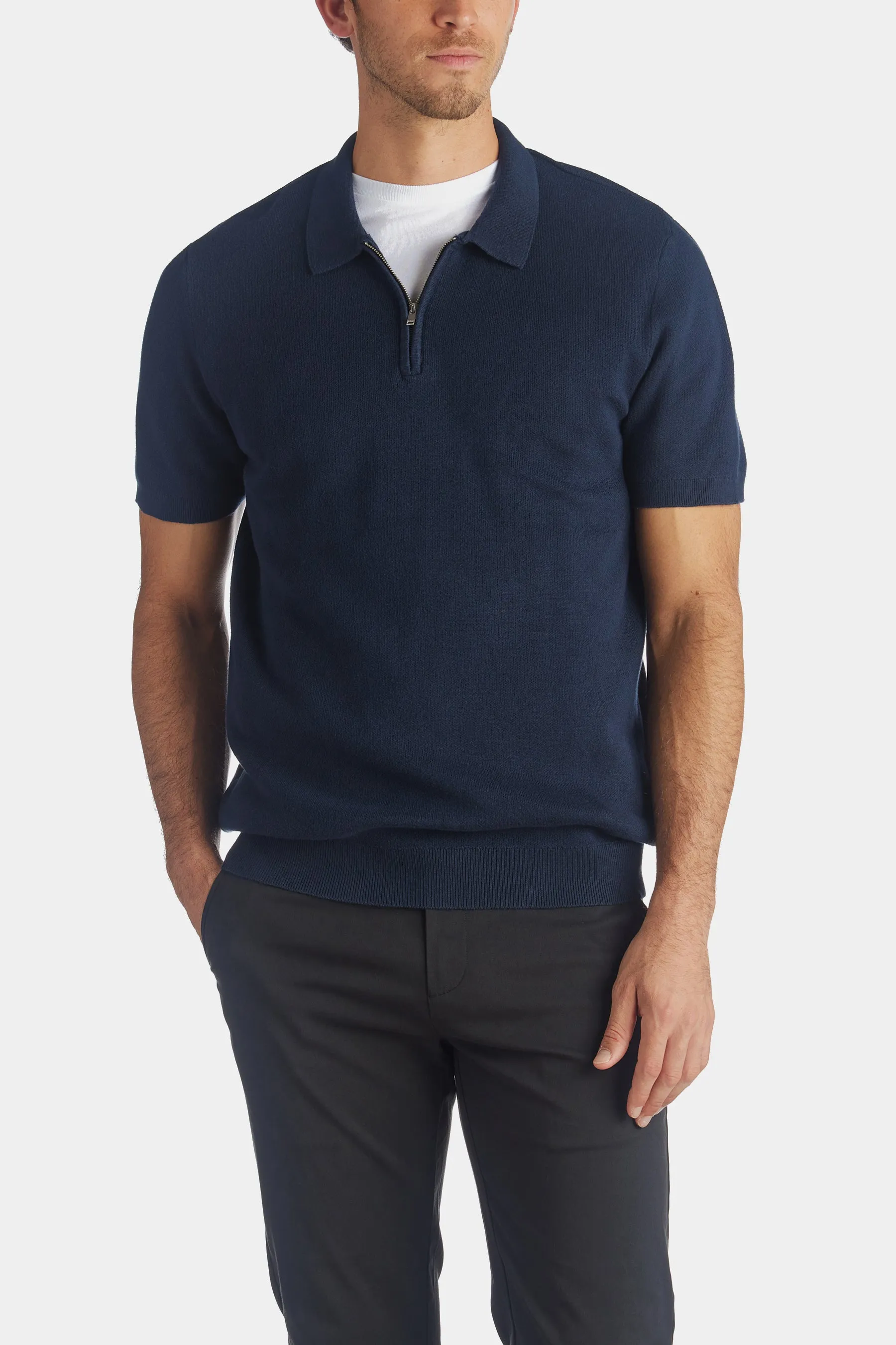 Florence Short Sleeve Knit Zip Polo T-Shirt