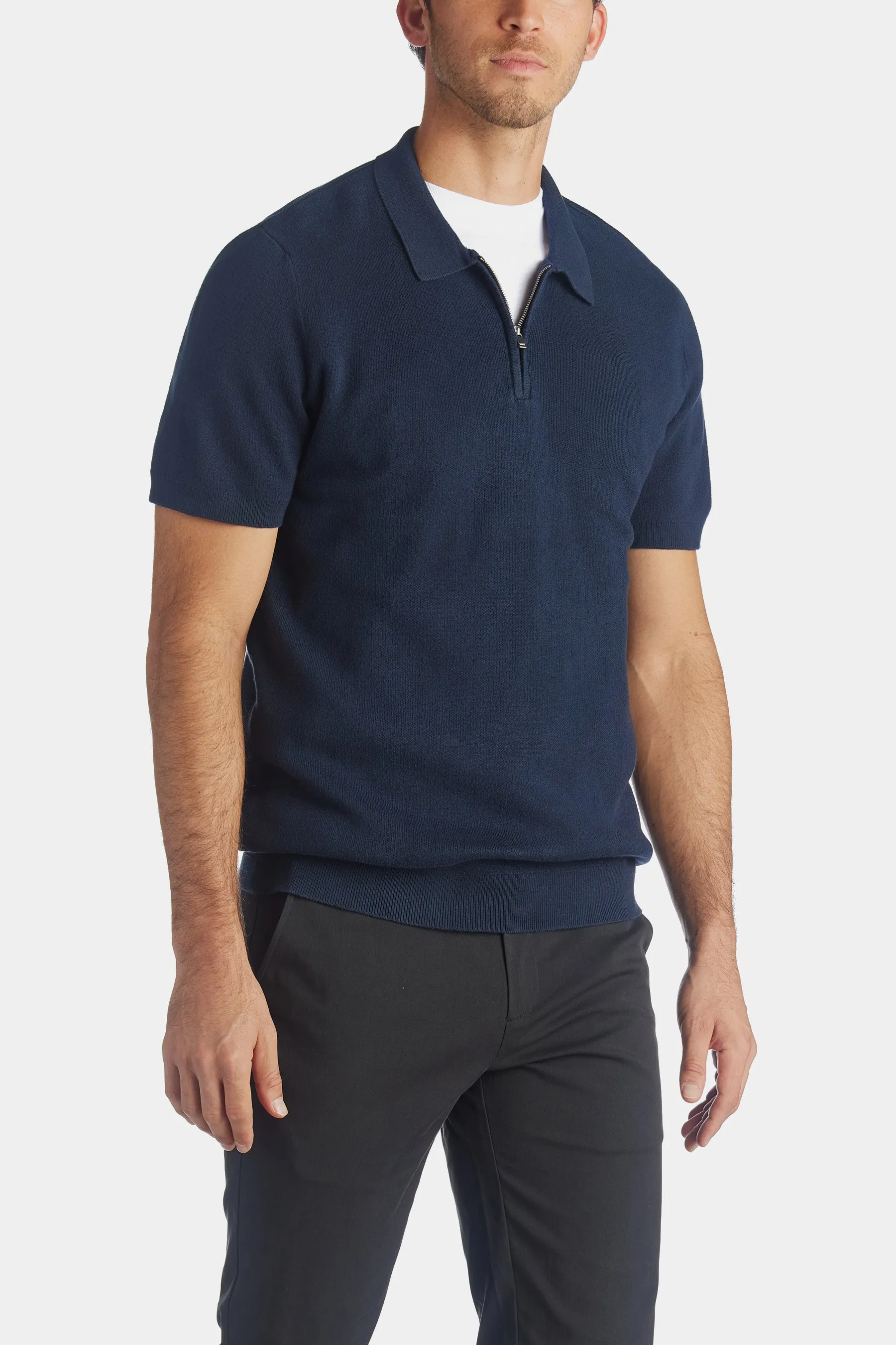 Florence Short Sleeve Knit Zip Polo T-Shirt