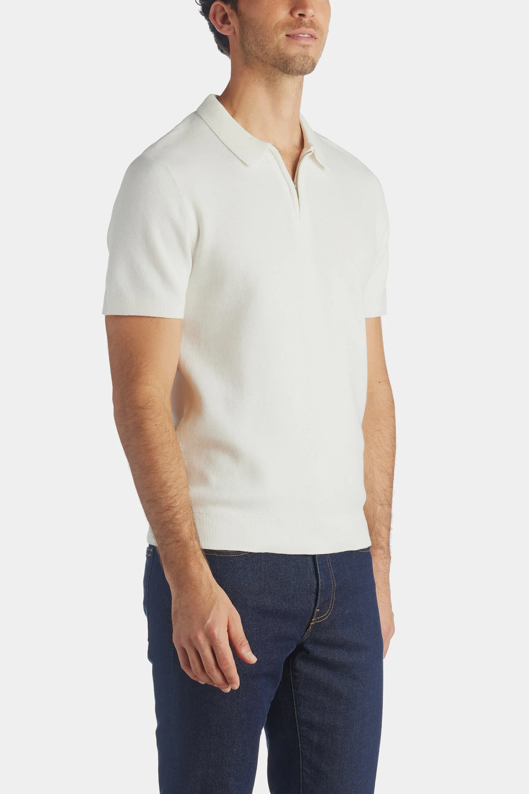 Florence Short Sleeve Knit Zip Polo T-Shirt