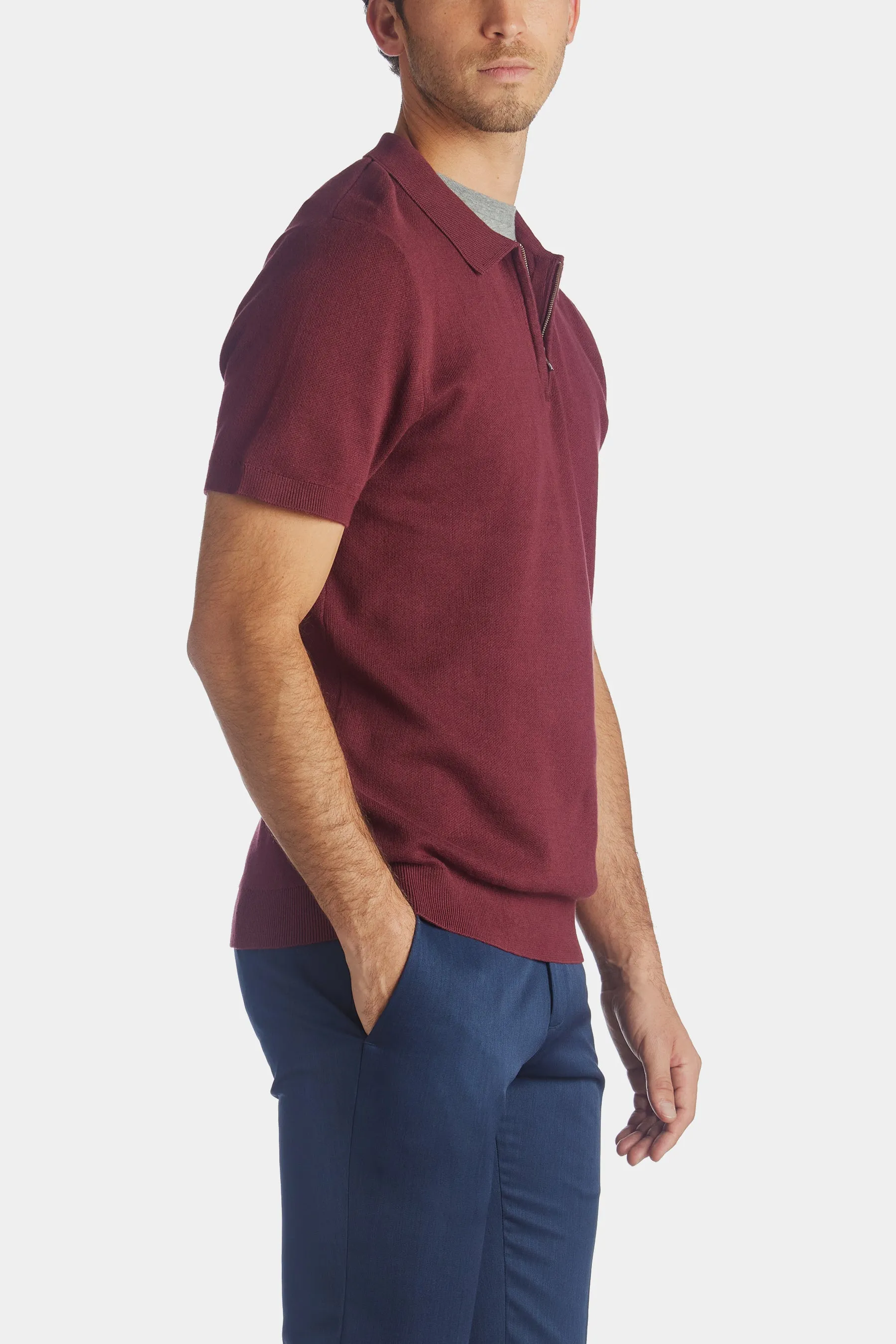 Florence Short Sleeve Knit Zip Polo T-Shirt