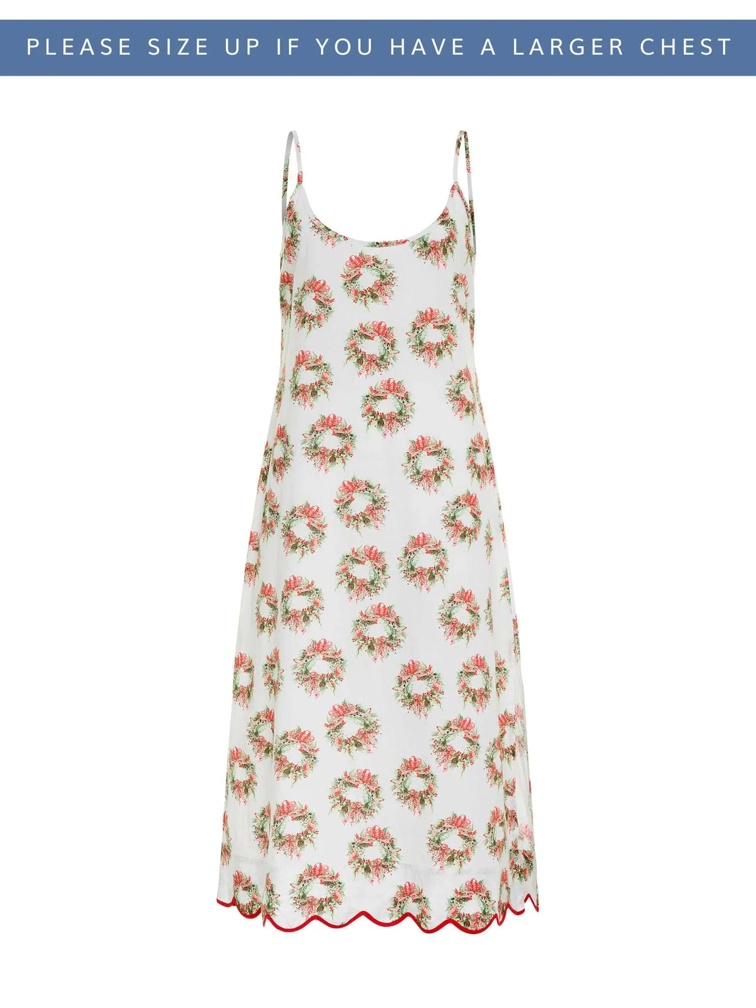 Holiday Wreath Print Slip Nightgown