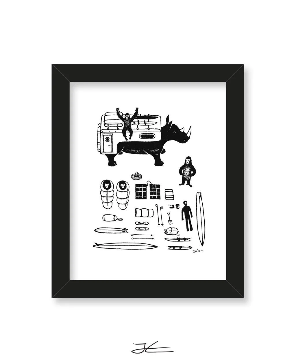 Inktober Gorilla - Print/ Framed Print