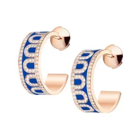 L'Arc de DAVIDOR Creole Earring PM, 18k Rose Gold with Lacquered Ceramic and Palais Diamonds