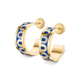 L'Arc de DAVIDOR Creole Earring PM, 18k Yellow Gold with Lacquered Ceramic and Colonnato Diamonds