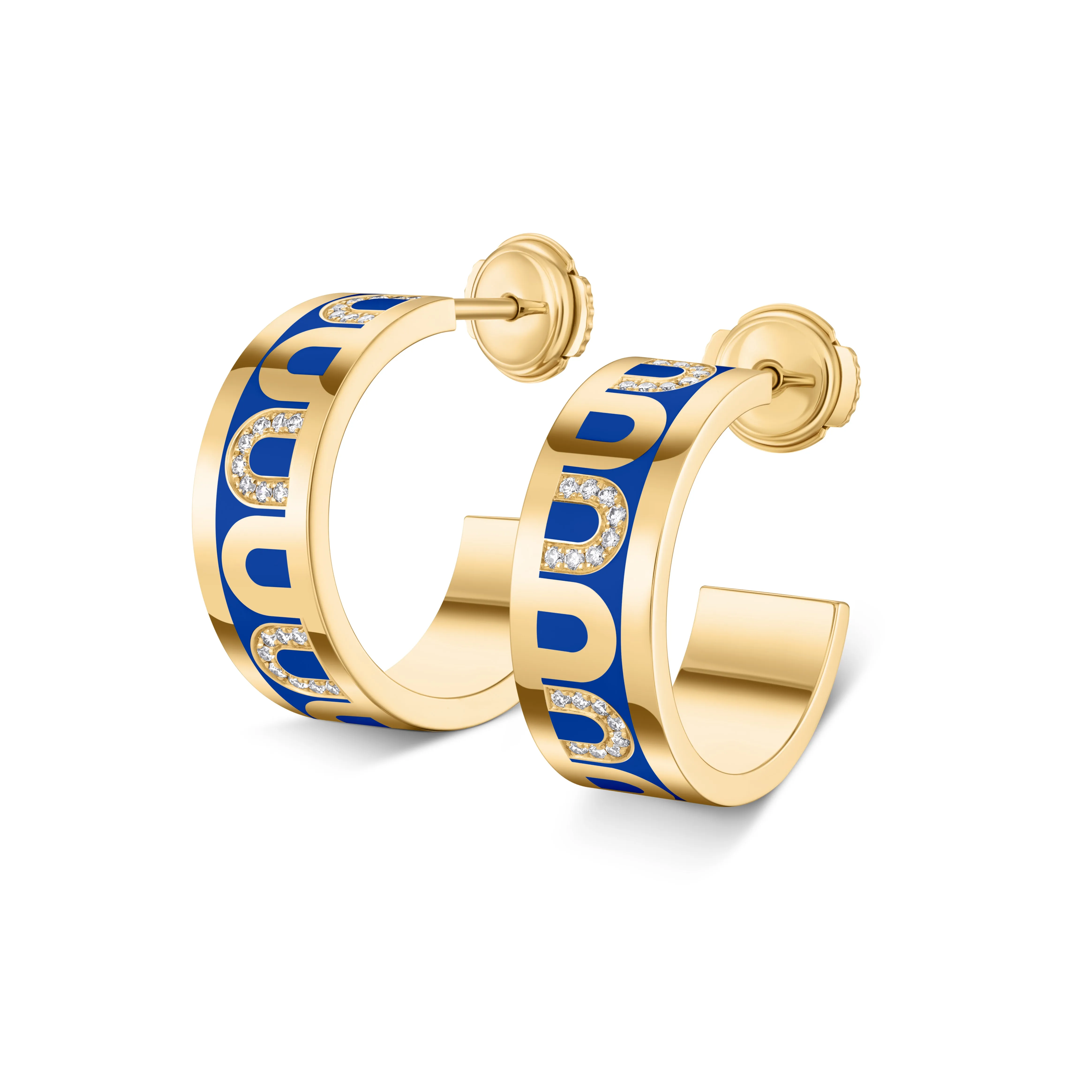 L'Arc de DAVIDOR Creole Earring PM, 18k Yellow Gold with Lacquered Ceramic and Colonnato Diamonds