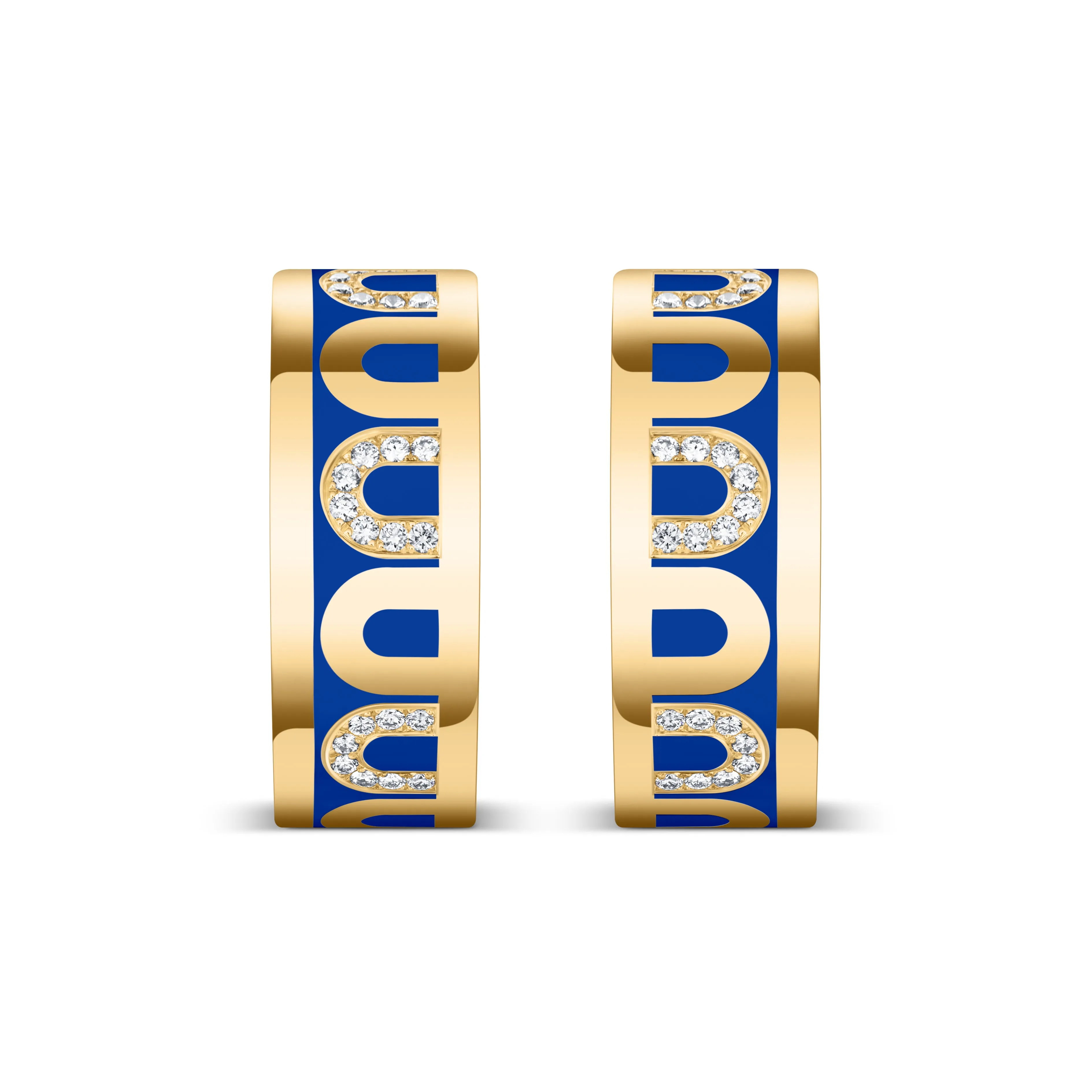 L'Arc de DAVIDOR Creole Earring PM, 18k Yellow Gold with Lacquered Ceramic and Colonnato Diamonds