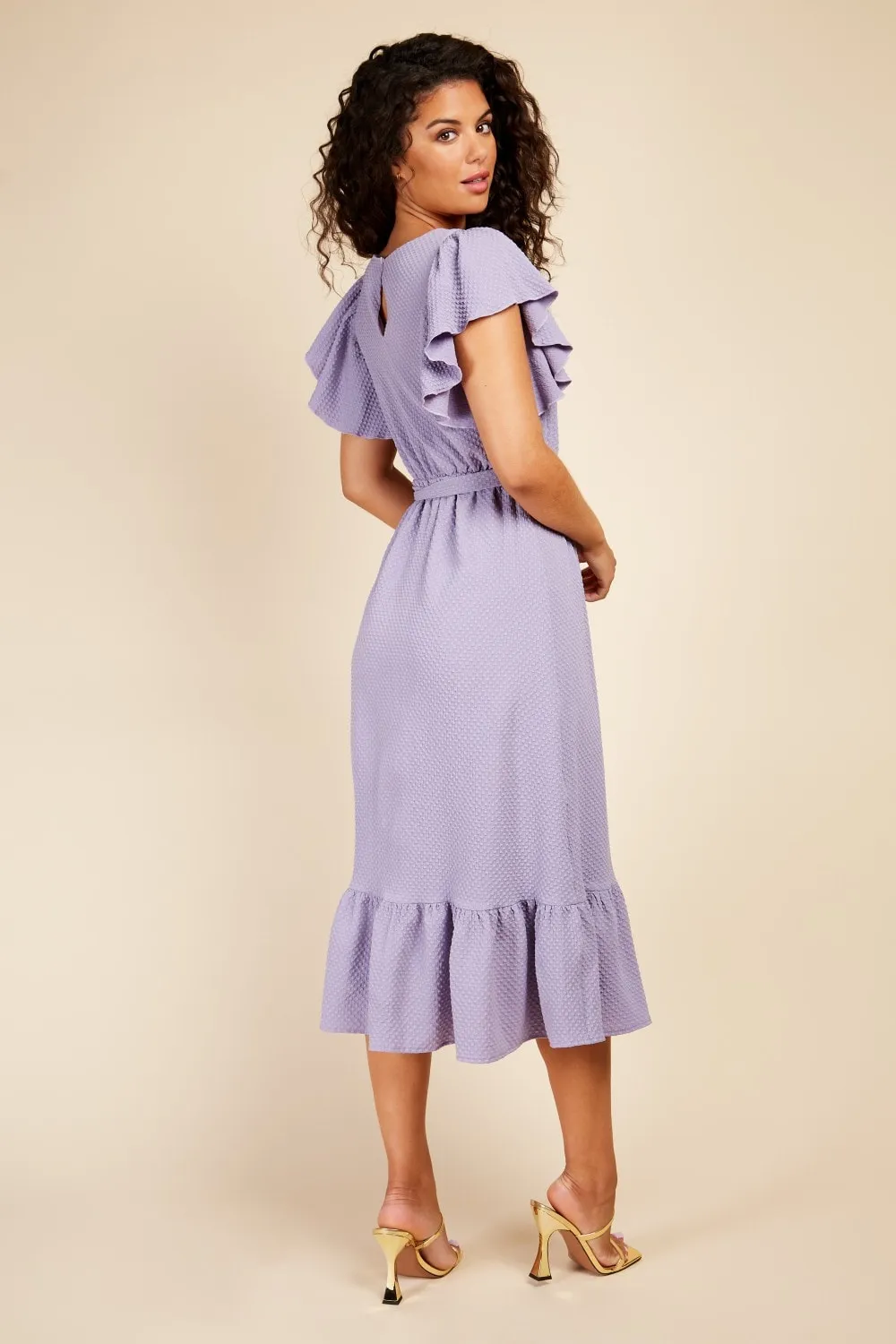 Little Mistress Iris Texture Frill Midaxi Dress