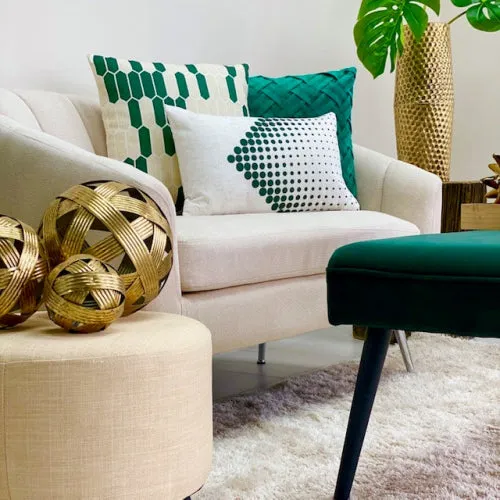 Long Hexagon Green Dots Pillows