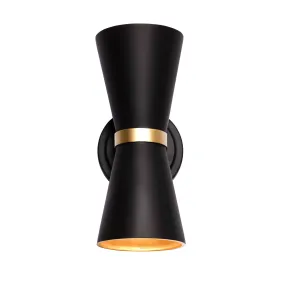 Mad Hatter 390W02MBFG 2-Light Wall Sconce - Matte Black/French Gold