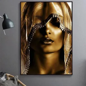 Modern Golden Noble Veil Canvas Painting