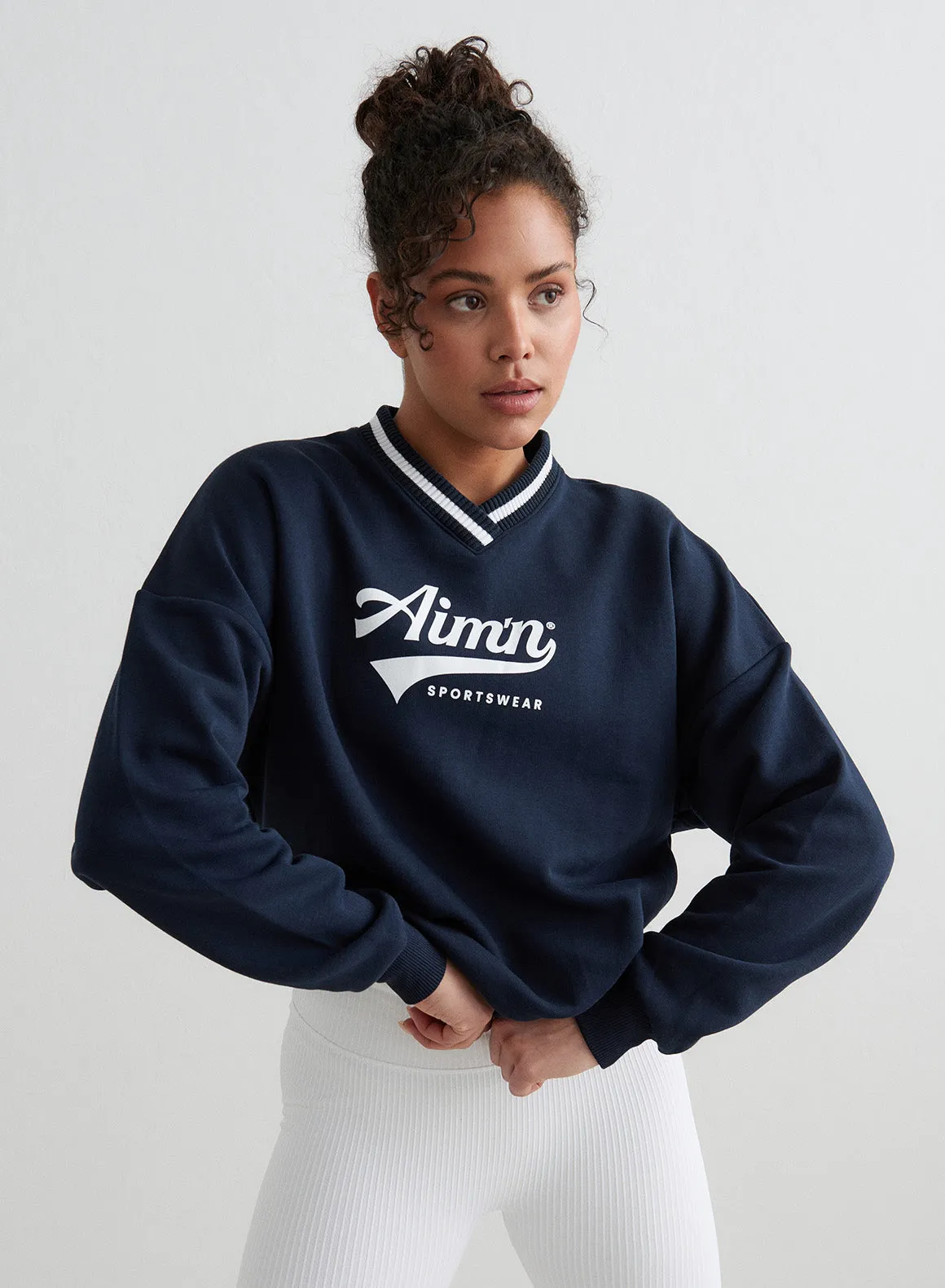 Navy Pitch V-neck Sweatshirt