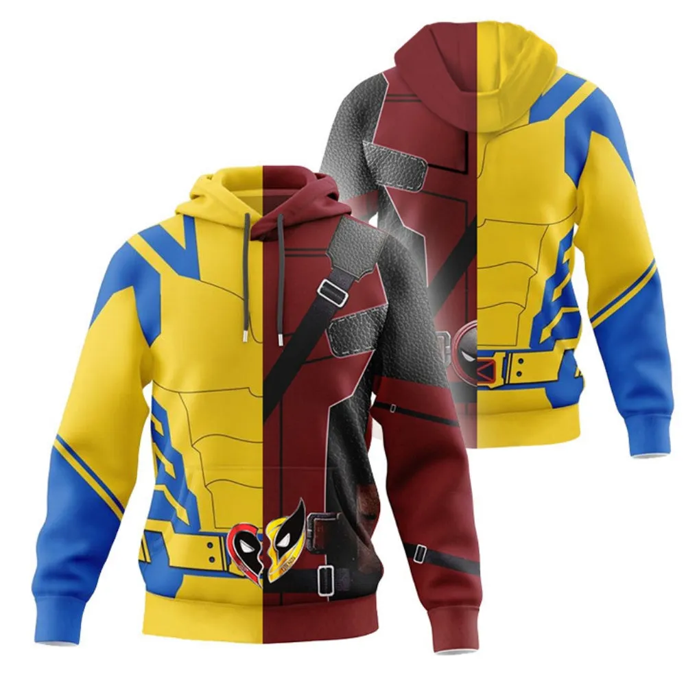 【New Arrival】Xcoser Movie Deadpool 3 Wade Wilson Wolverine Hoodie Mens Sweatshirt Cosplay Costumes