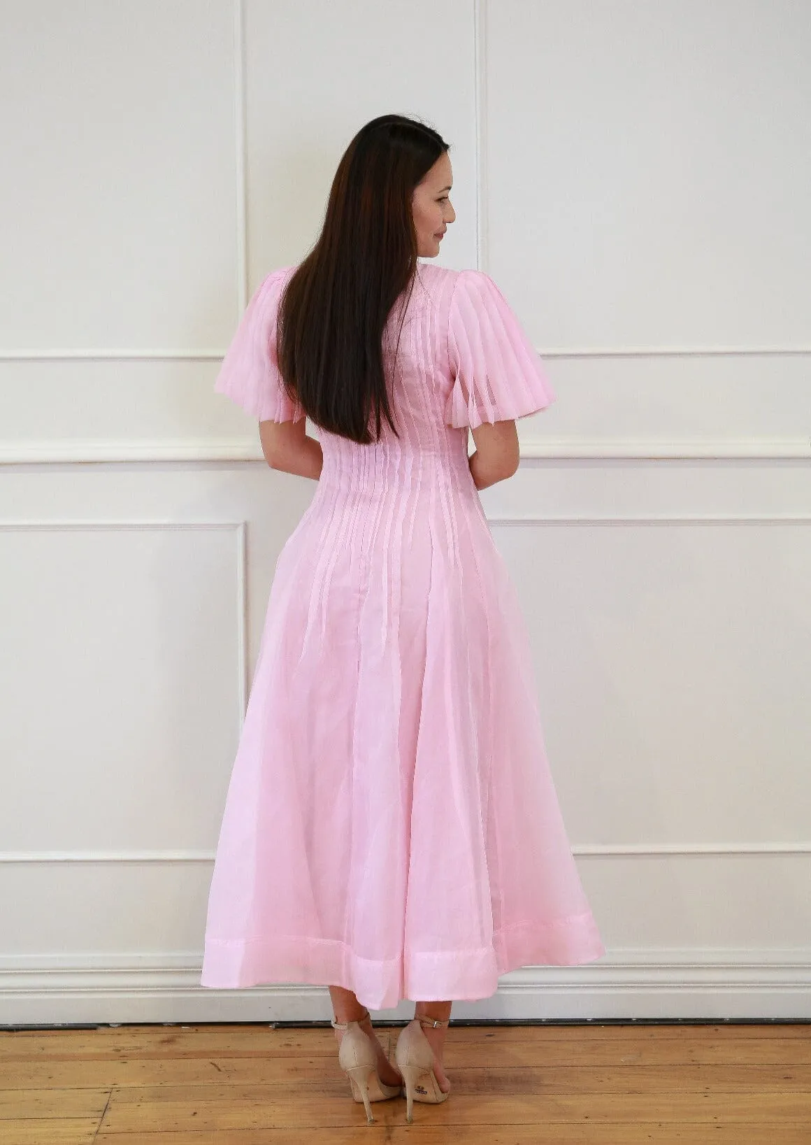 Nova Pleated Midi Dress - Pink