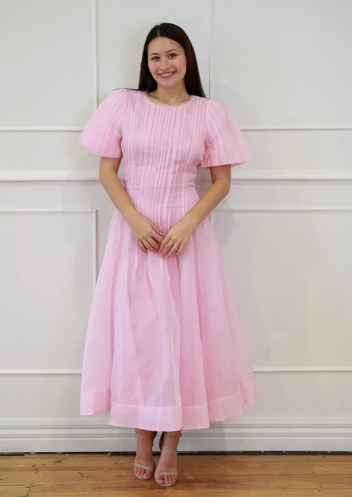 Nova Pleated Midi Dress - Pink