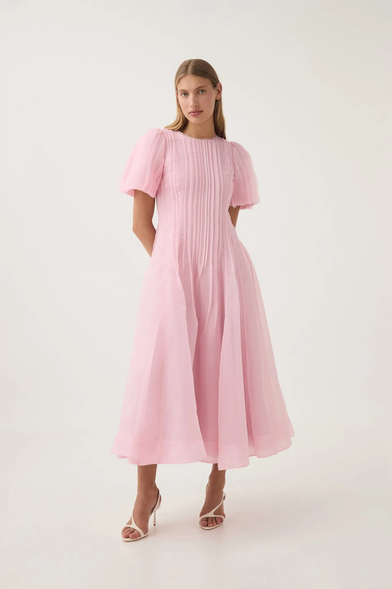 Nova Pleated Midi Dress - Pink