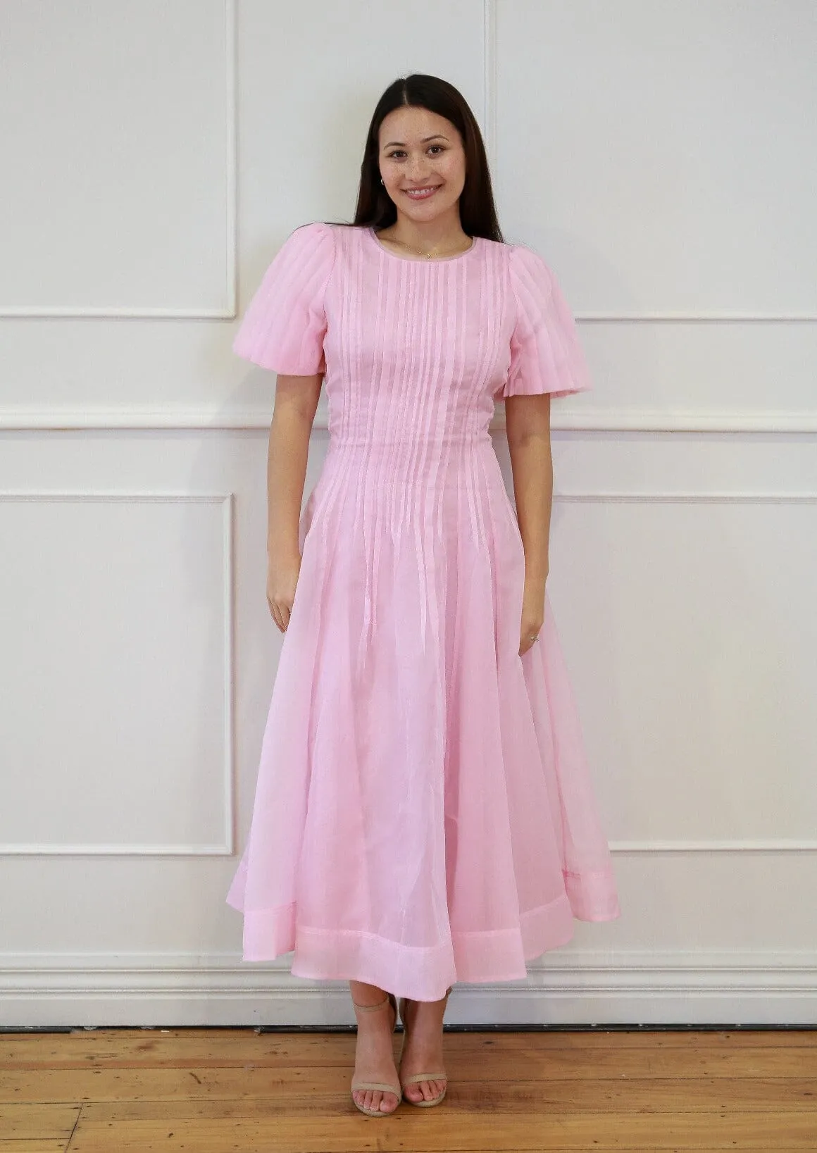 Nova Pleated Midi Dress - Pink