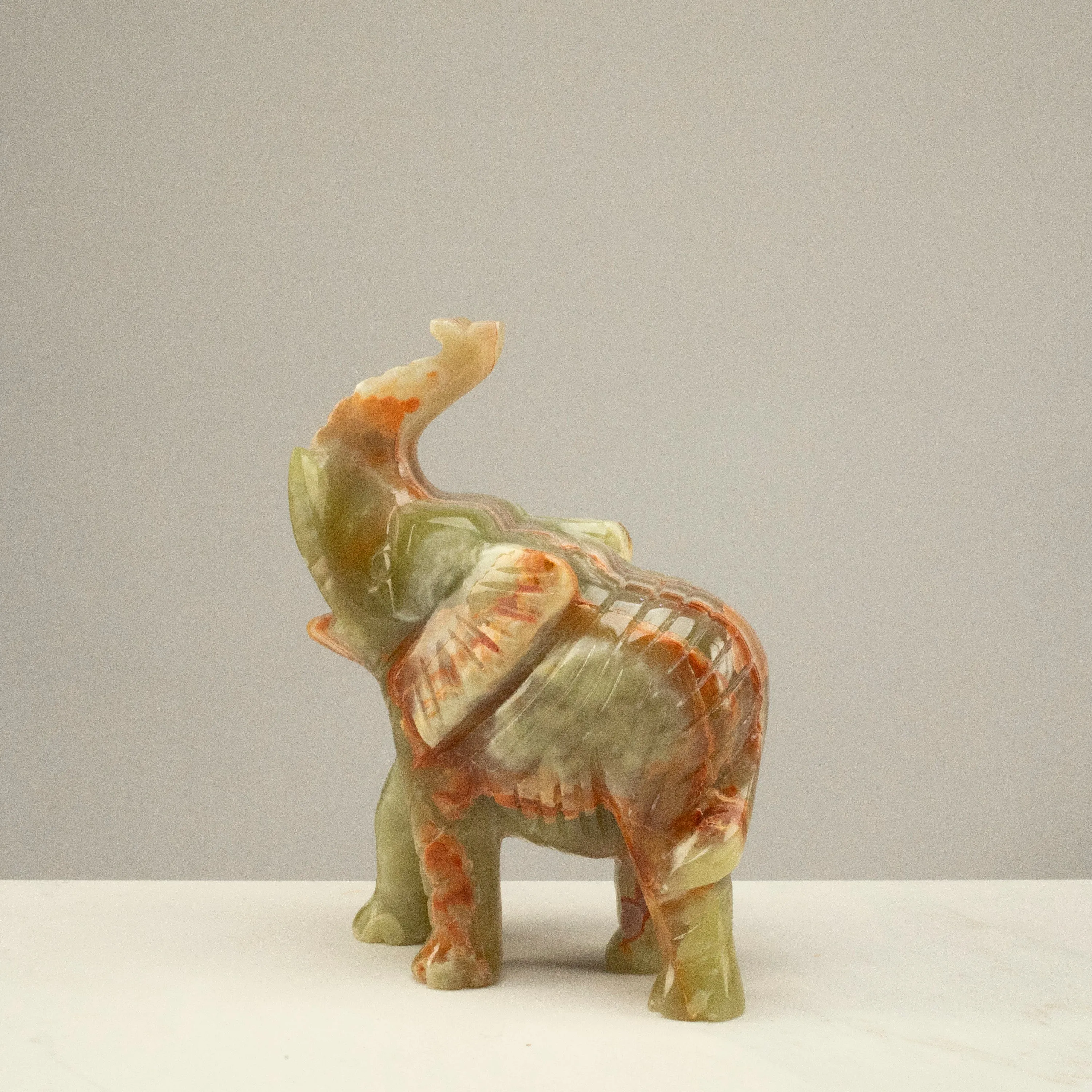 Pakistan Green Onyx Elephant Carving