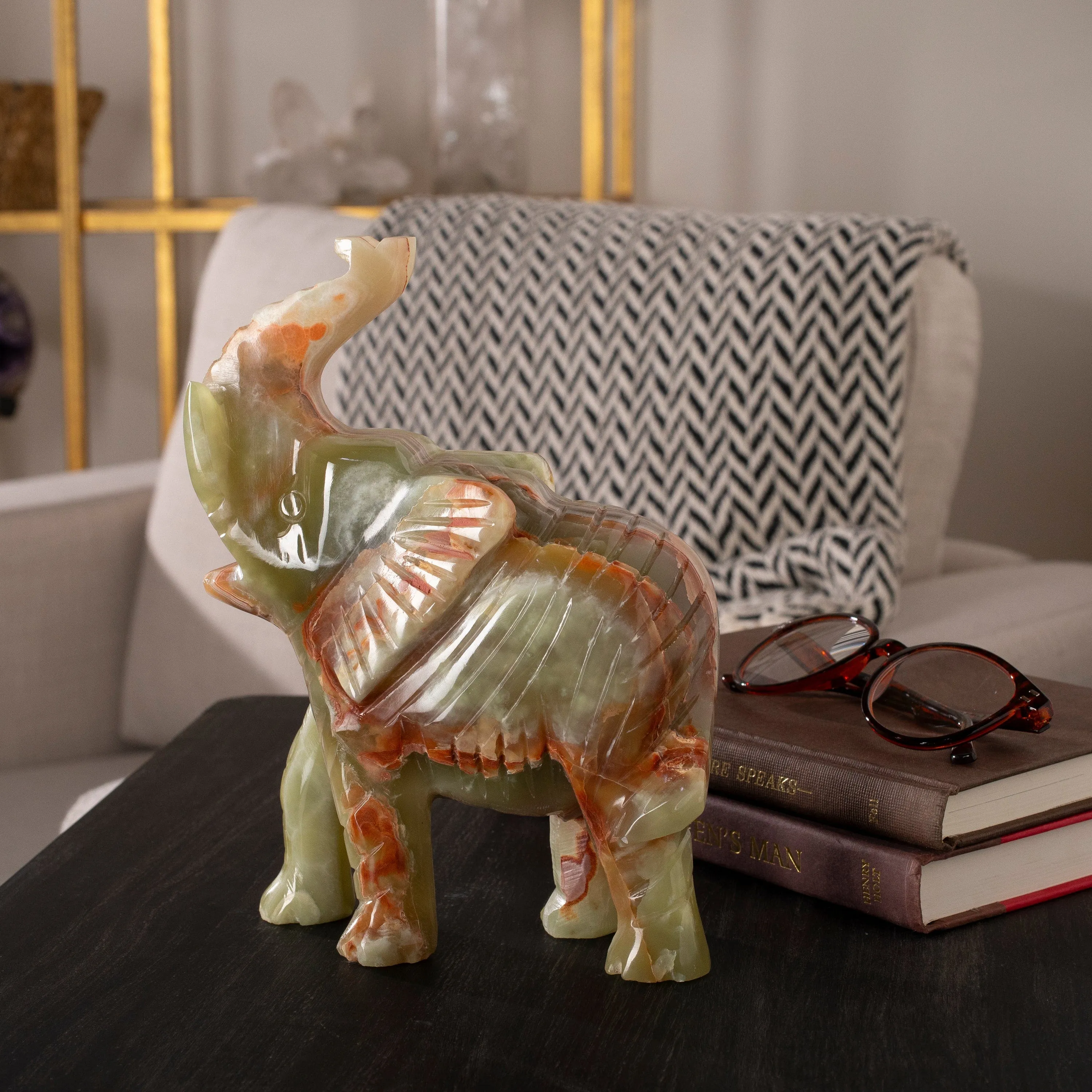 Pakistan Green Onyx Elephant Carving