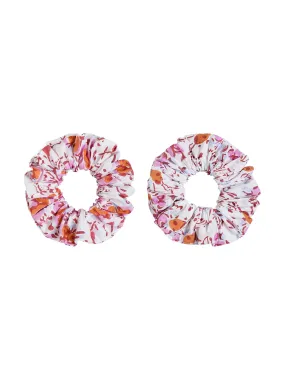 Pink Floral Hair Scrunchies (set of 2)