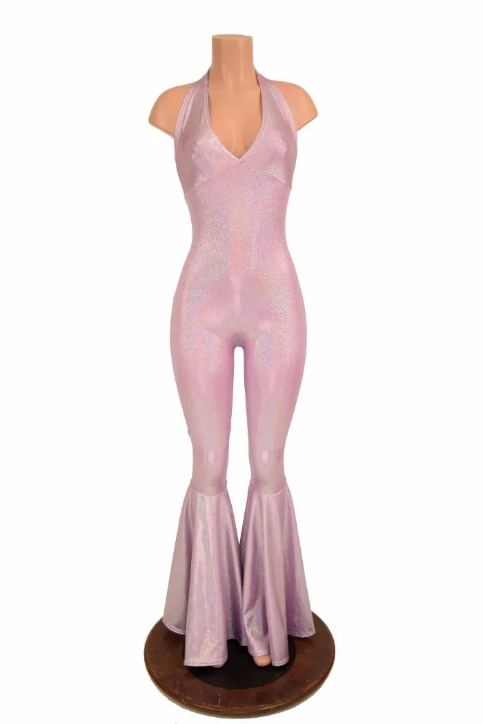 "Monroe" Halter Bell Bottom Flare Catsuit