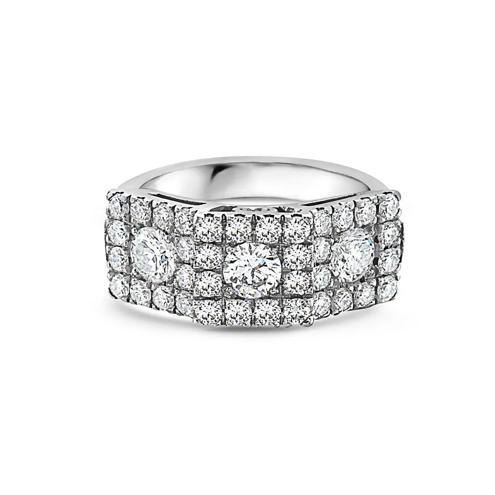 Ready to Ship Diamond Square Cluster Illusion Ring (1.98 ct.) in 18K Gold, Made in Italy