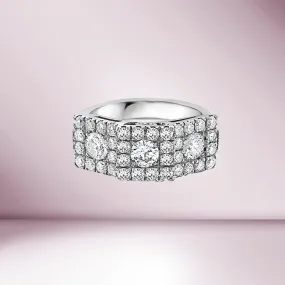 Ready to Ship Diamond Square Cluster Illusion Ring (1.98 ct.) in 18K Gold, Made in Italy