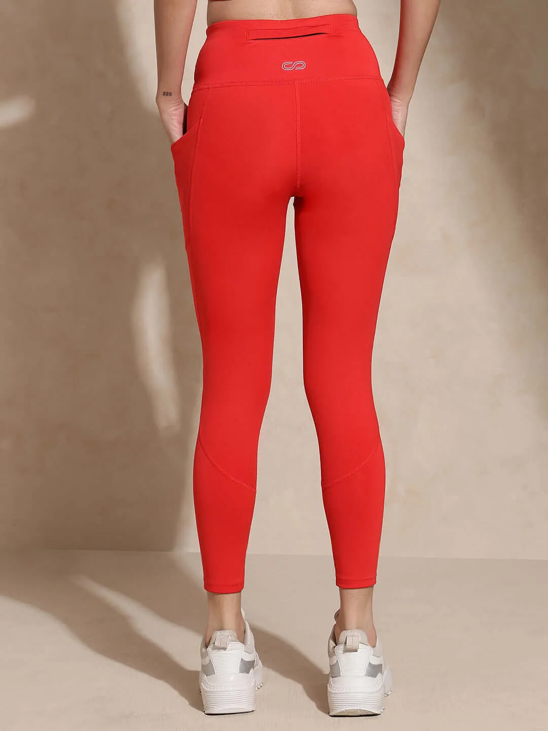 Red Keyhole Back Crop Top with Clasp & Aura Leggings