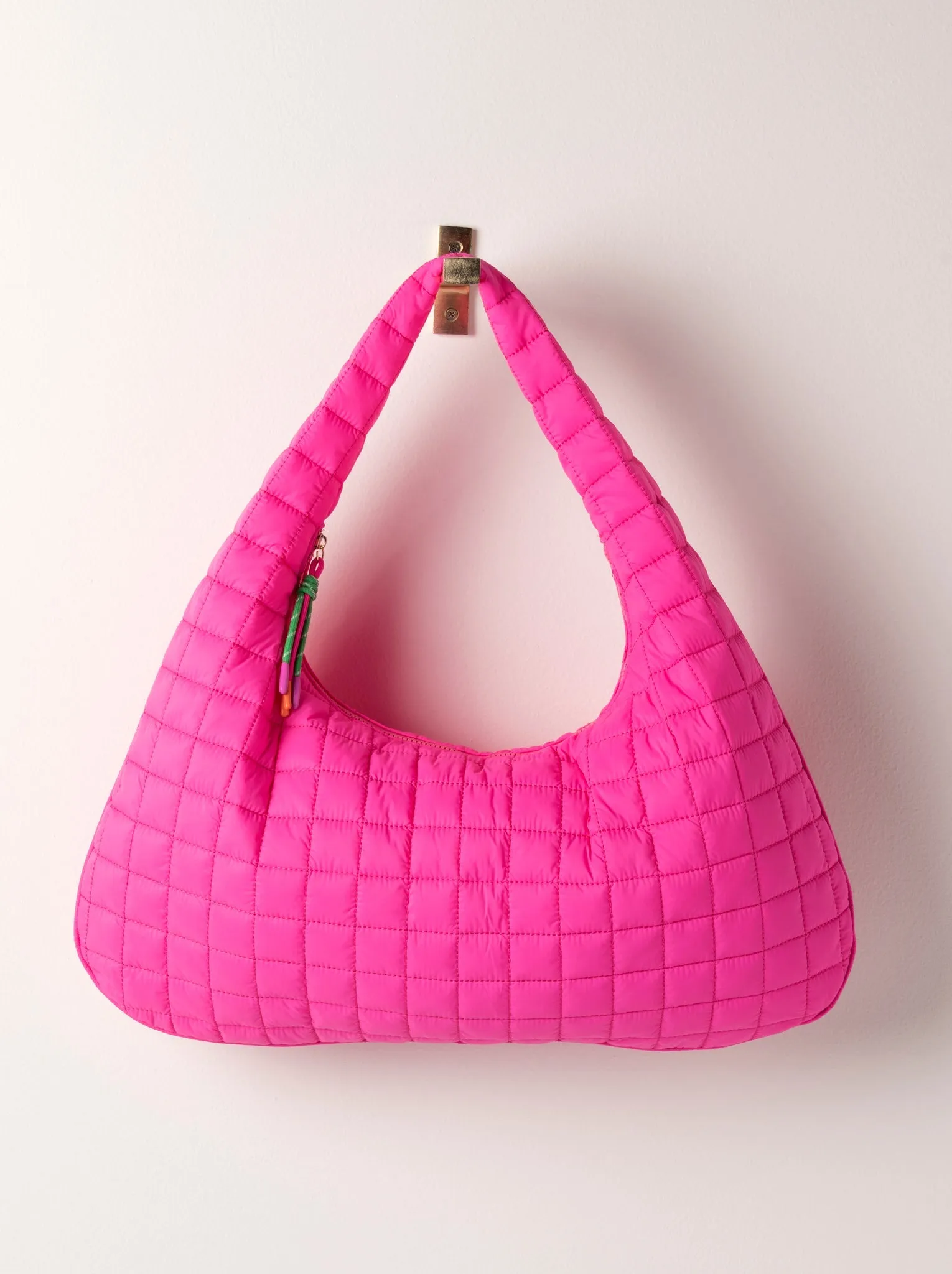 Shiraleah Ezra Quilted Nylon Hobo, Magenta