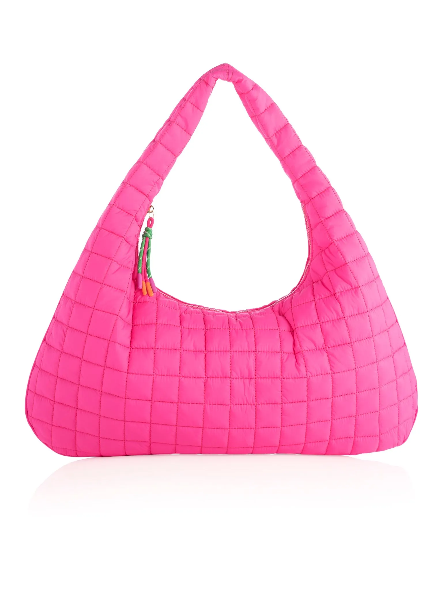 Shiraleah Ezra Quilted Nylon Hobo, Magenta